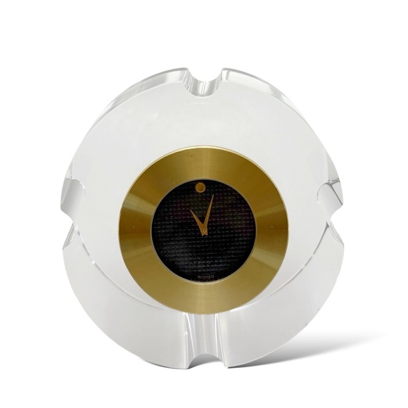 Movado Modernist Black Dial Thick Clear Crystal Round Tabletop